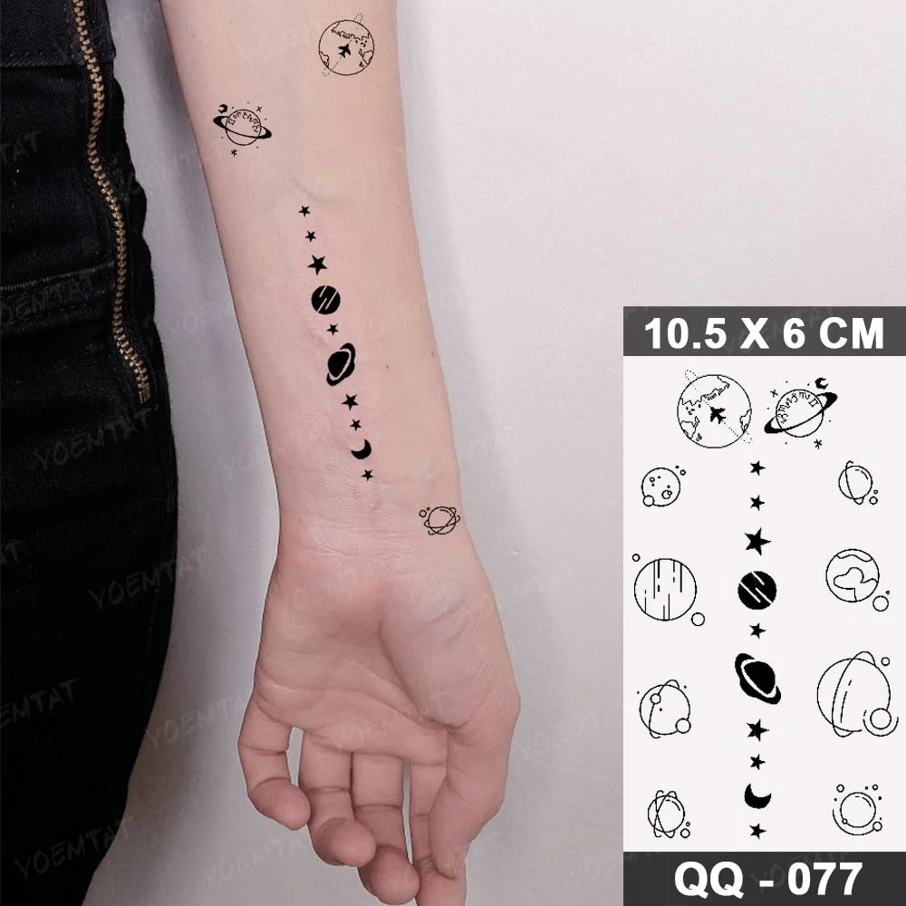 Waterproof Temporary Tattoo Stickers Clock Compass Flower Arrow Henna Flash Tatoo Women Men Indian Hand-painted Small Fake Tatto