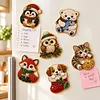 6PCS  Xmas Pets DIY Pearl Diamond Painting Christmas Fridge Magnets, Sparkling Rhinestone Refrigerator Magnet Craft Kit for Home Decor & Gifts