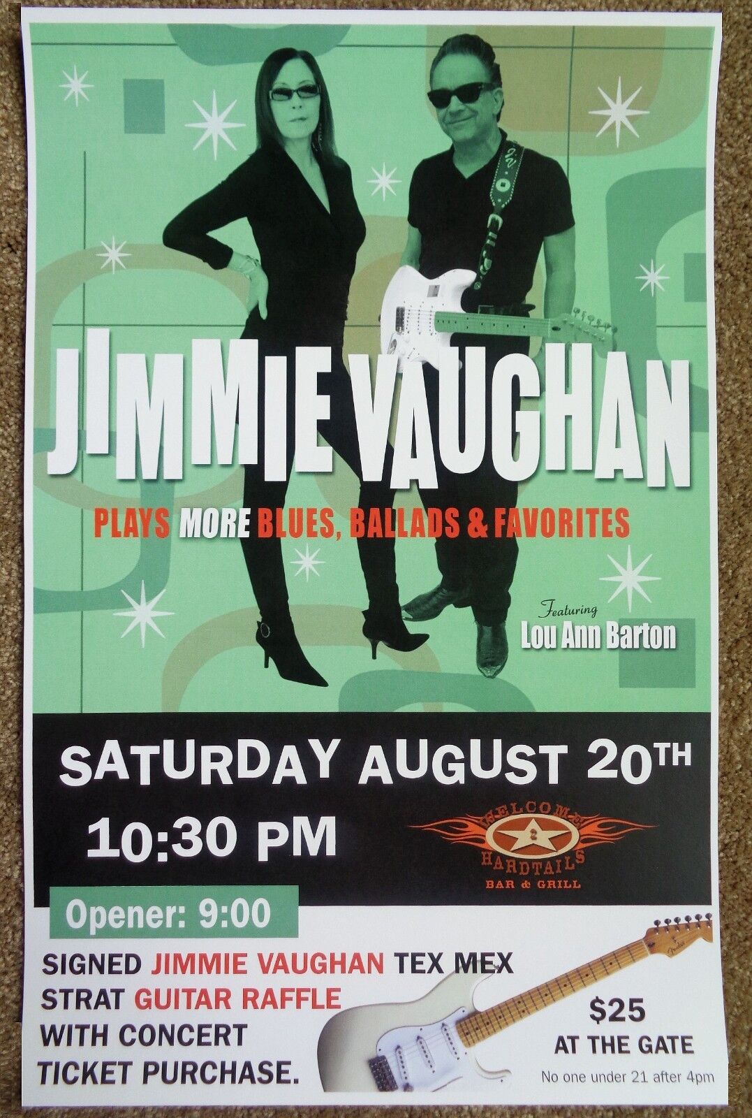 JIMMIE VAUGHAN & LOU ANN BARTON 2011 Gig POSTER Texas Concert