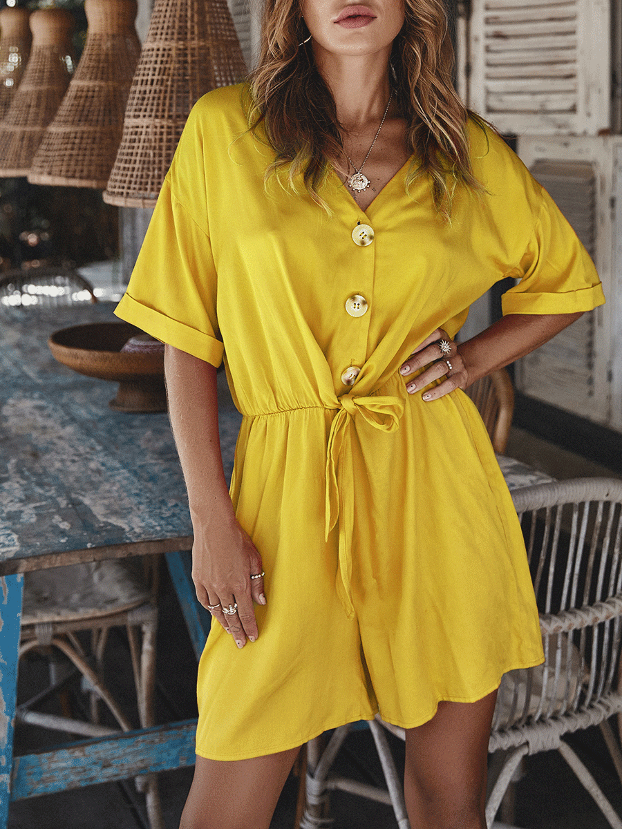 Pure color sexy jumpsuit