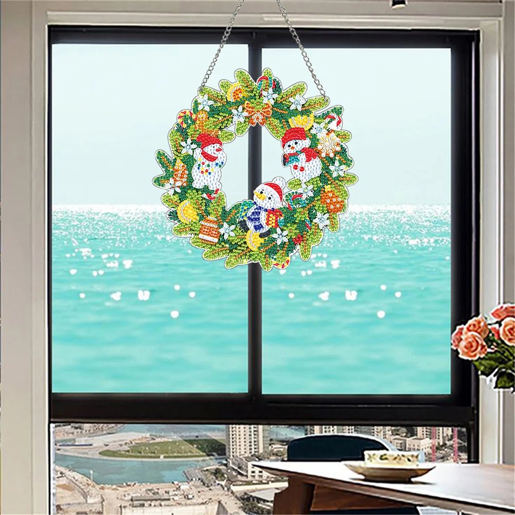 DIY Xmas Wreath Special Shaped Full Drill Garland Crystal Painting Wreath Kit Single Side Diamond