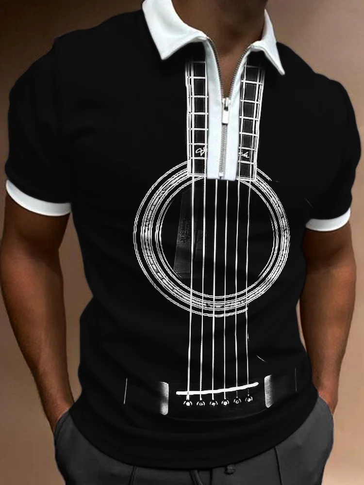 BrosWear Men's Music Lover Guitar Inspired Polo Shirt