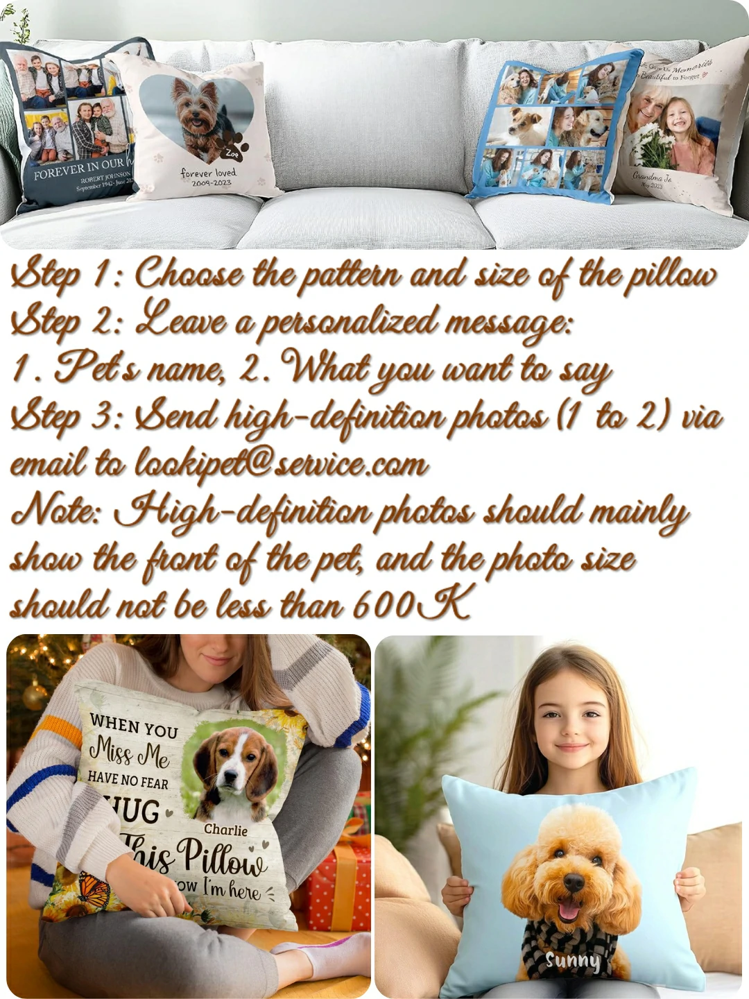 Lookipet custom Personalization pet pillow