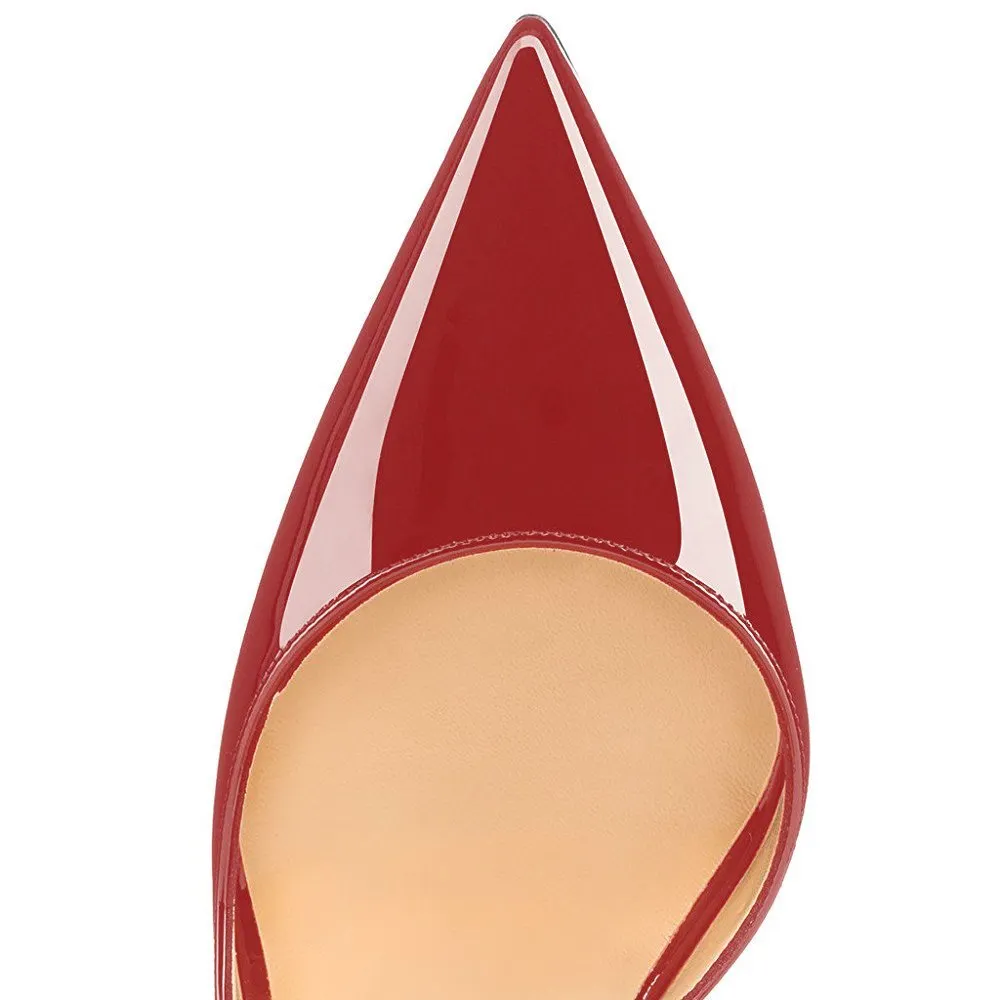 120mm Women's Classic Closed Pointed Toe Bridal Wedding Party Pumps Burgundy Patent-vocosishoes