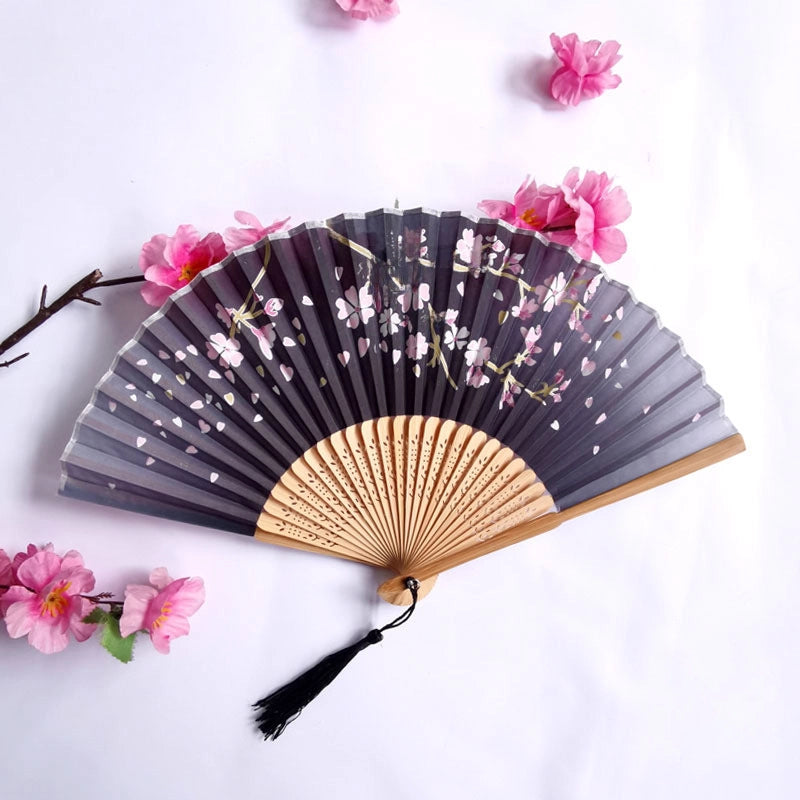 3 Pieces Ancient Style Folding Fan Female Classical Tassel Silk Fan Chinese Style Small Fan Portable Dance Craft National Fashion Fan Student Fan