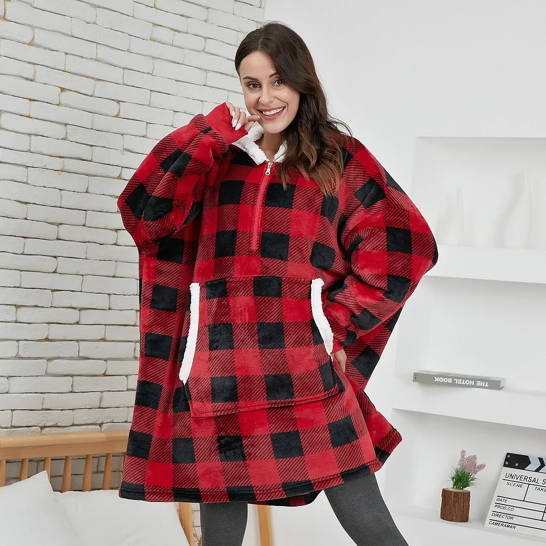 Oversized Hoodie Blanket with Sleeves Men Women Sweatshirt Winter Fleece Streetwear Sherpa Giant Hoodies sudaderas con capucha