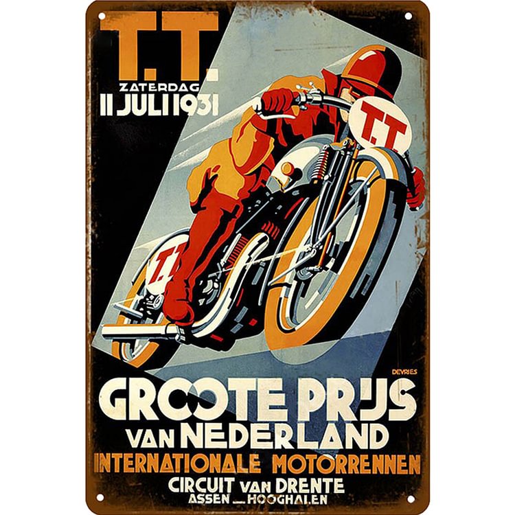 Moto TT Isle Man - Enseigne Vintage Métallique/Enseignes en bois - 20*30cm/30*40cm