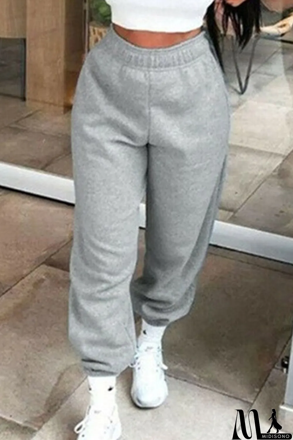 MidiSono - Army Green Casual Solid Split Joint Straight High Waist Solid Color Bottoms