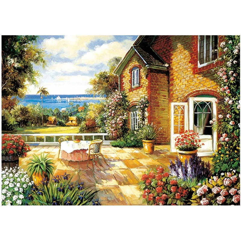 Landscape Jigsaw Puzzle 1000 Pieces Education Toys Interactive Games for Children and Adults Flowers House by the Sea