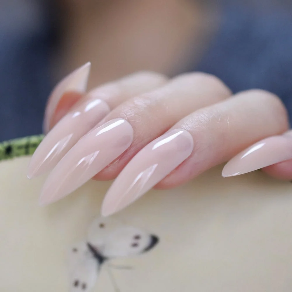 Extra long Stiletto Grey Marble Fake Nails Stone Pattern Pointed Dark Shiny Long Press On False Nails for Finger 24 Count-Nail Inspo