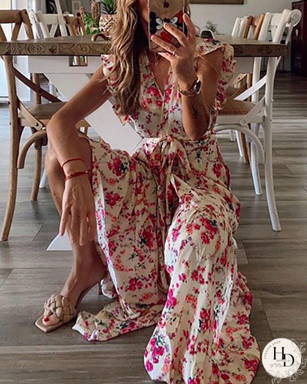 Print/Floral Short Sleeves A-line Casual/Vacation Maxi Dresses