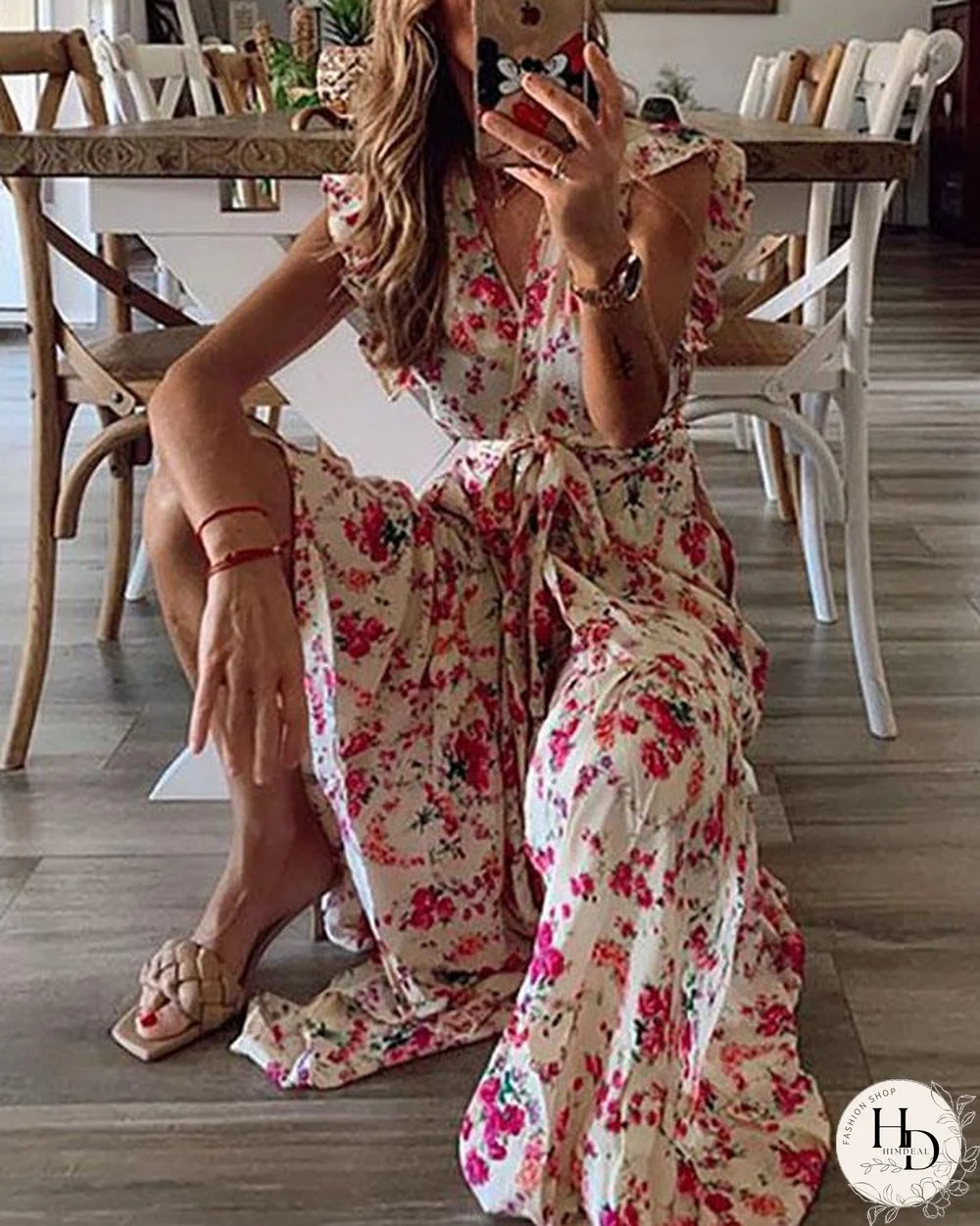 Print/Floral Short Sleeves A-line Casual/Vacation Maxi Dresses