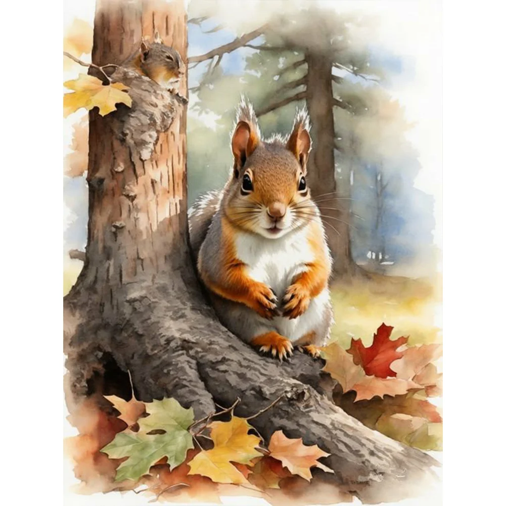 Diamond Painting - Full Round Drill - Autumn Squirrel(Canvas|30*40cm)
