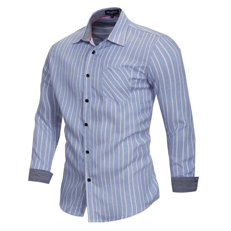 Men's Cotton Long-sleeved Striped Shirt