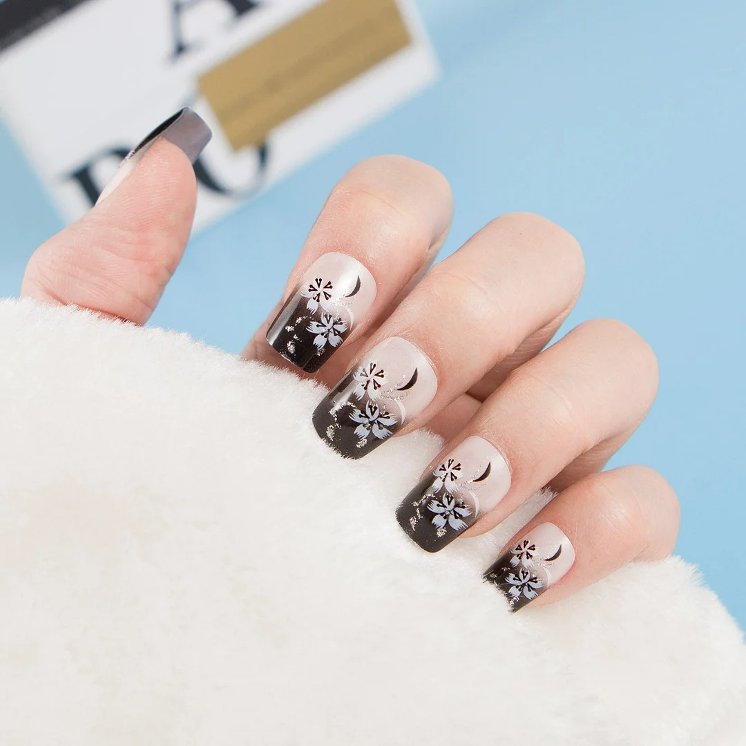 24pcs/set Fashion Acrylic Full Cover Fake Nails 10 Sizes Press on Nails Designs French False Nail Art Tips 278 Fingernail Tips-Nail Inspo