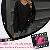 Gioiacombo™ Nuovo top a maniche lunghe con scollo a V tinta unita da donna
