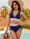 2025 High Waisted Tummy Control Color Block Bikini Sets