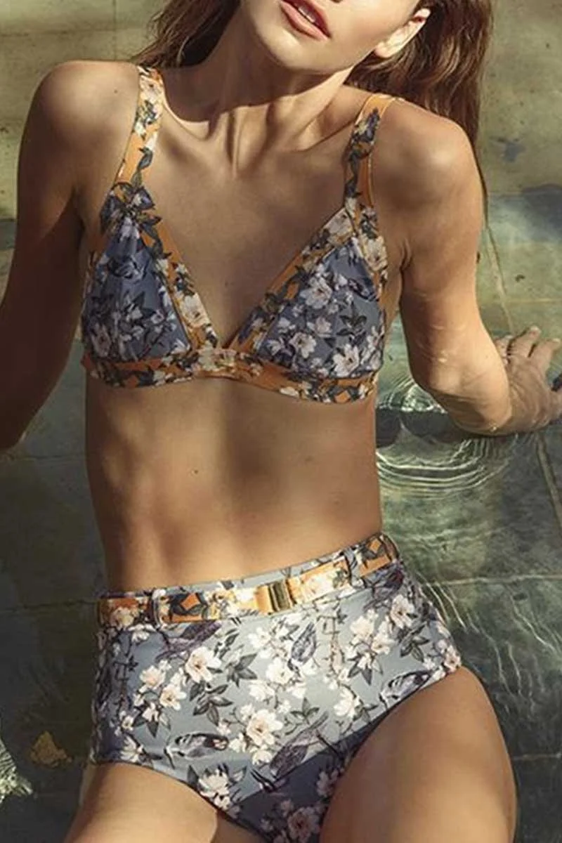 Sexy Split Bikini Floral Print Swimsuit