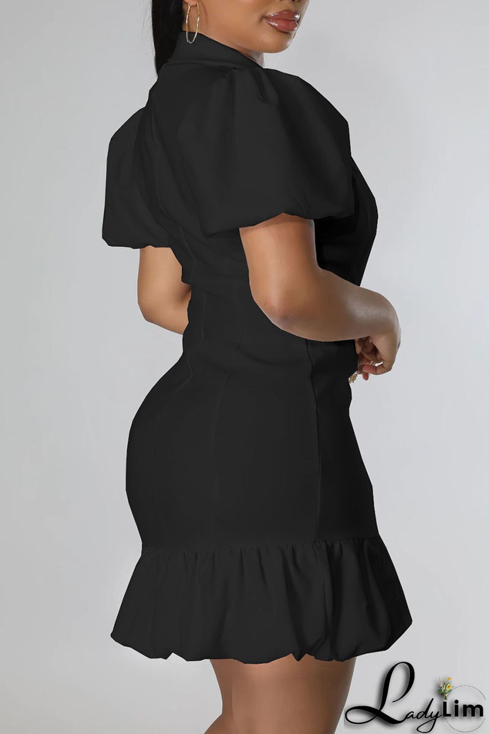 Rose Red Casual Sweet Solid Patchwork Buckle Flounce V Neck Straight Dresses