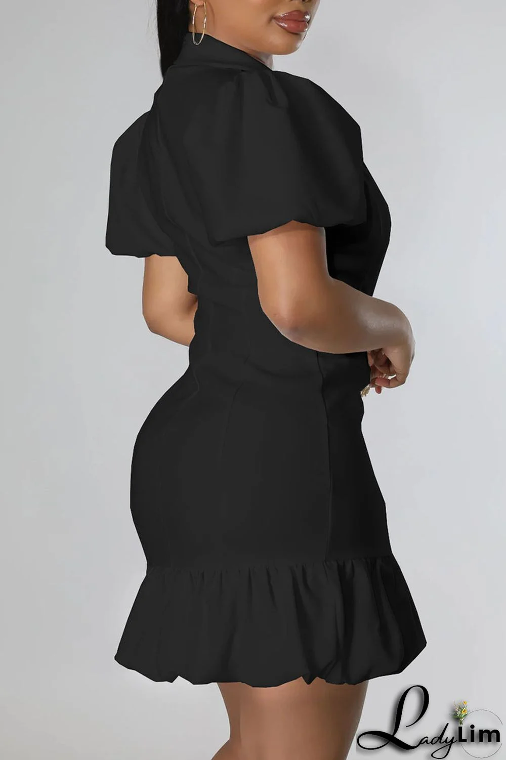 Rose Red Casual Sweet Solid Patchwork Buckle Flounce V Neck Straight Dresses