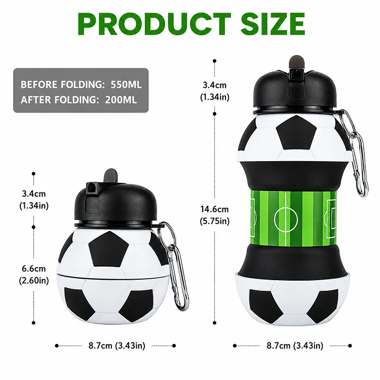 Collapsible Soccer Water Bottle