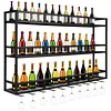 [US Local Warehouse] Bar Liquor Bottle Display Shelf Wall-Mounted Wine Storage Rack Home Glass Holder