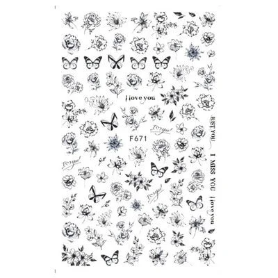 3D Flowers Charms Nail Art Decoration Stickers Geometry Leaf Floral Decorations Nail Design Gel Polish Summer Decals Wraps-Nail Inspo