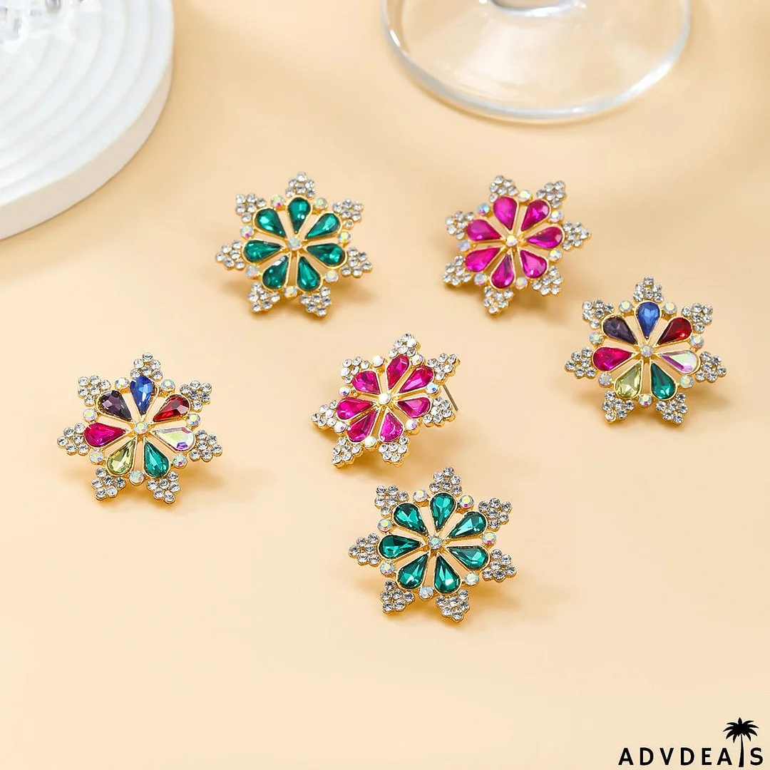 Exaggerated Diamond Flower Earrings