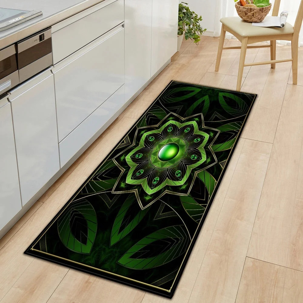 Kitchen Carpet Bedroom Living Room Hallway Floor Rug Home Anti-slip Entrance Doormat 3D Flowers Pattern Decorations Bedside Mat
