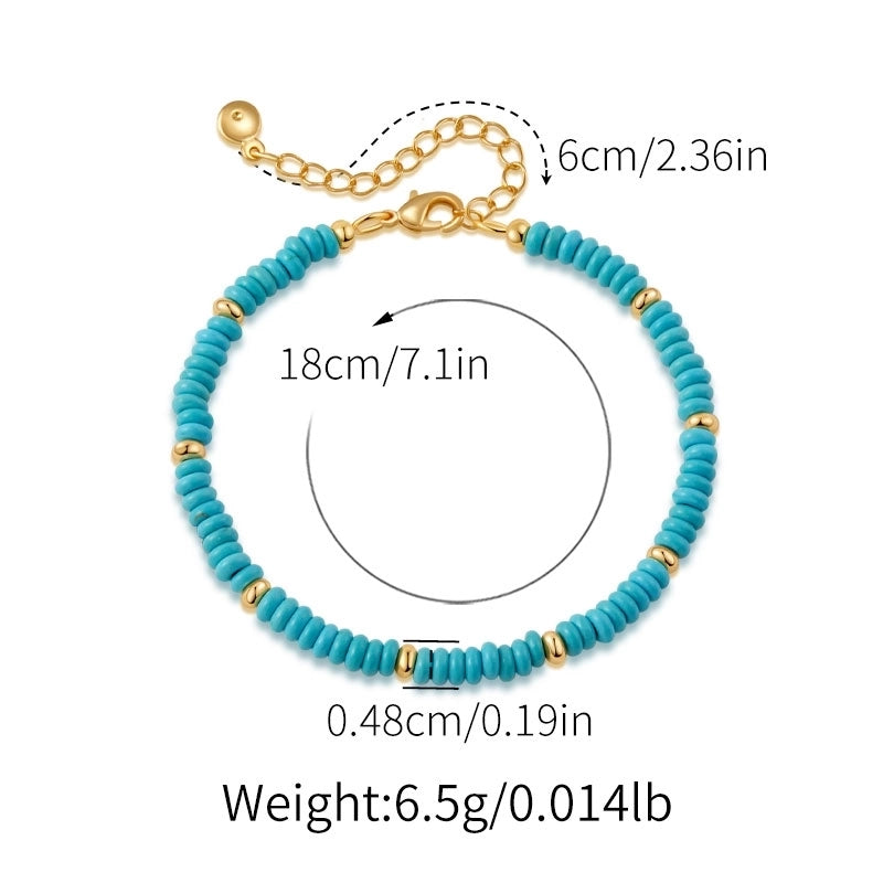 Turquoise Copper Beaded Crystal Artificial Crystal Natural Stone Turquoise Bracelets