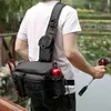Men Fishing Tackle Backpack with Rod Holder Lure Box Gear Storage Bag Fanny Pack