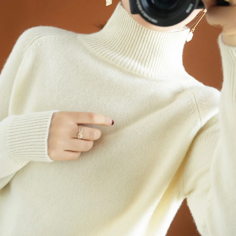 Ueong Ueong Winter New Half High Collar Sweater Female Inside Build Not Cashmere Long Sleeve Thick Knit Bottom Shirt Loose Jacket