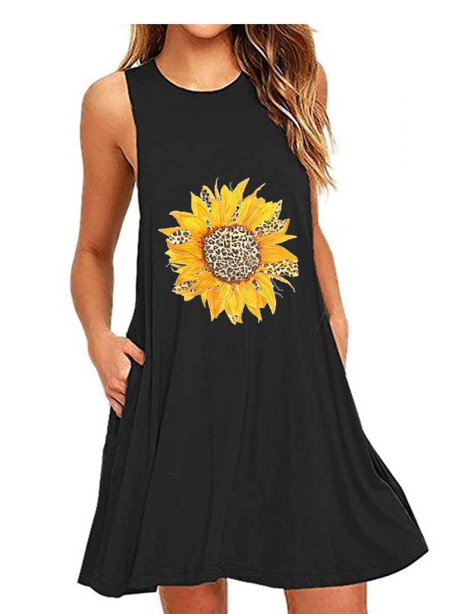 Leopard Sunflower Print Dress