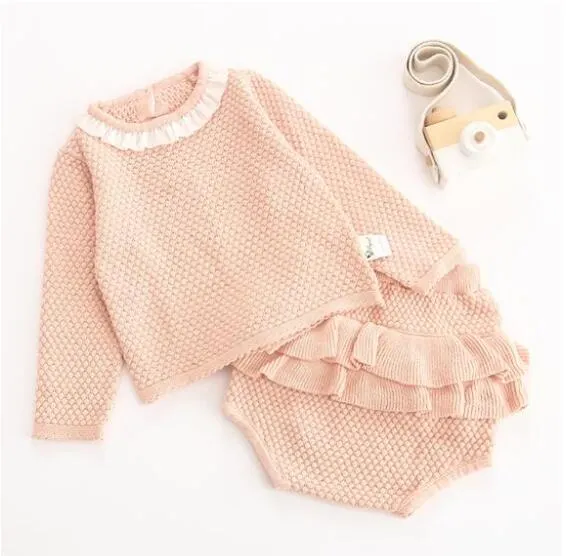 Brand Cotton Boys Girls Baby Knit Sweater Cardigan + Shorts Suit New 2019 Autumn Winter Children Clothing Baby Clothes Suit