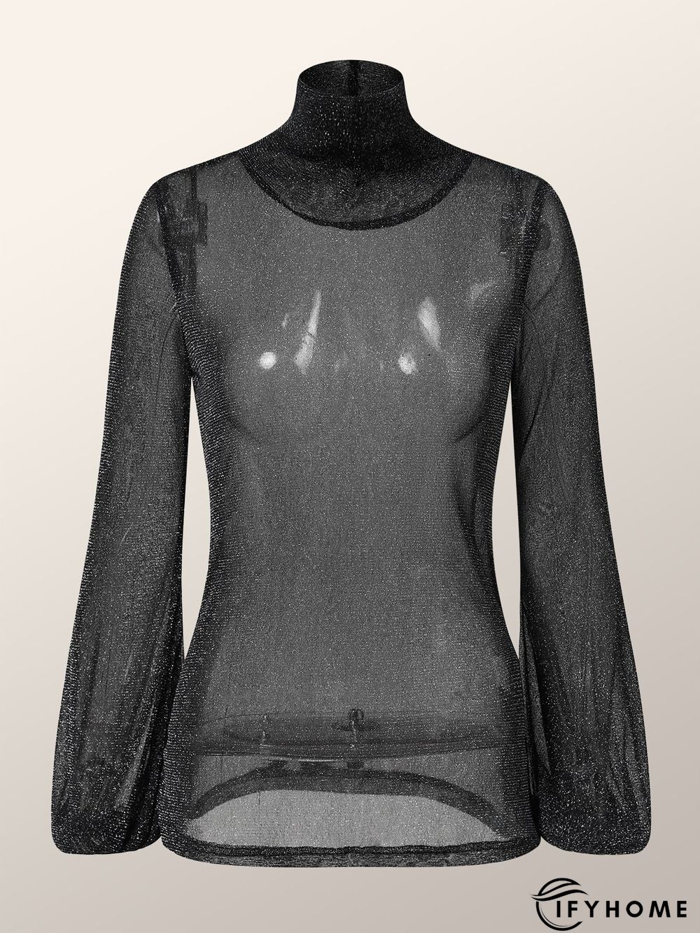 Lady Long Sleeve Skinny High Neck Solid Top | IFYHOME