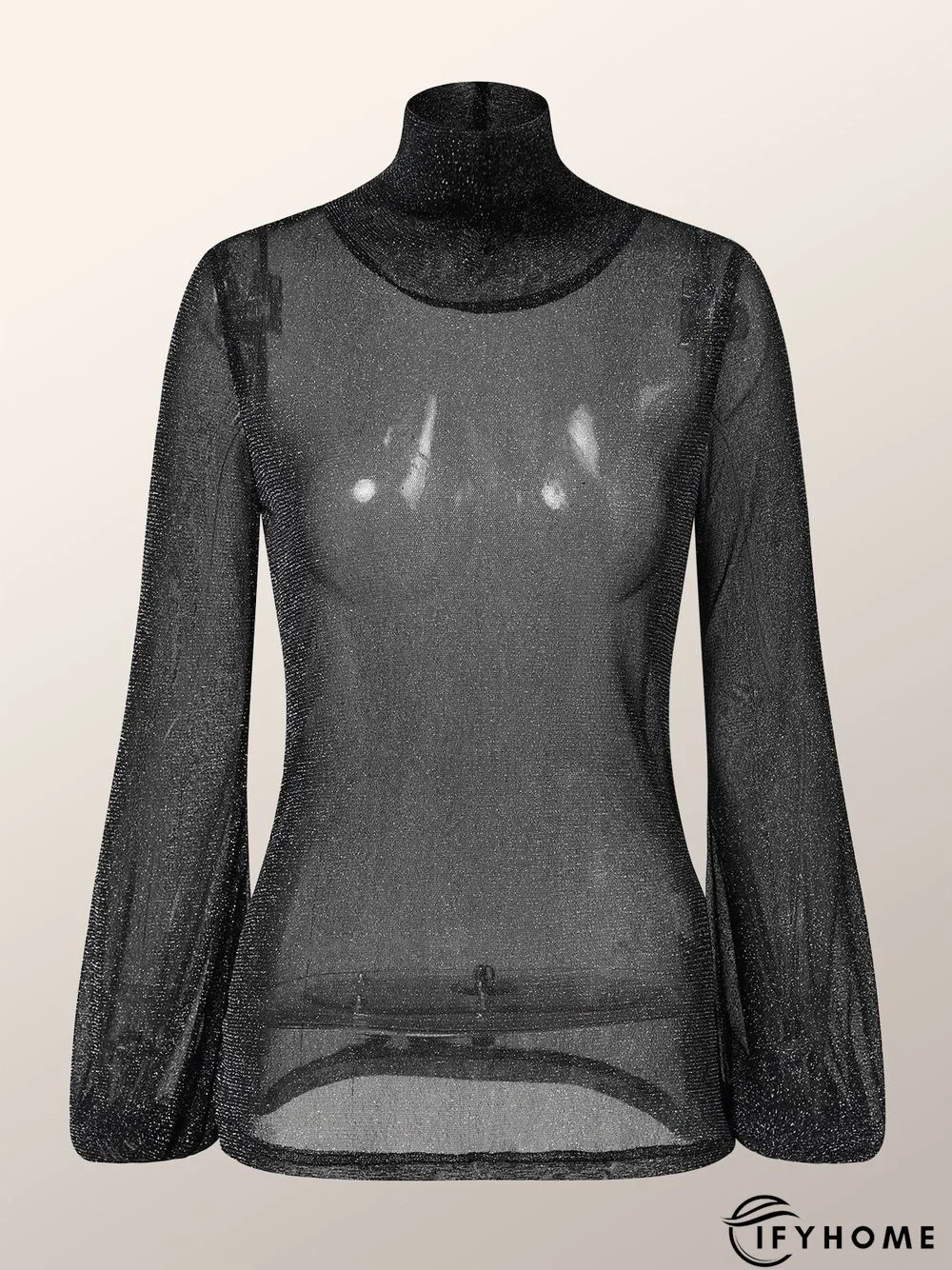 Lady Long Sleeve Skinny High Neck Solid Top | IFYHOME