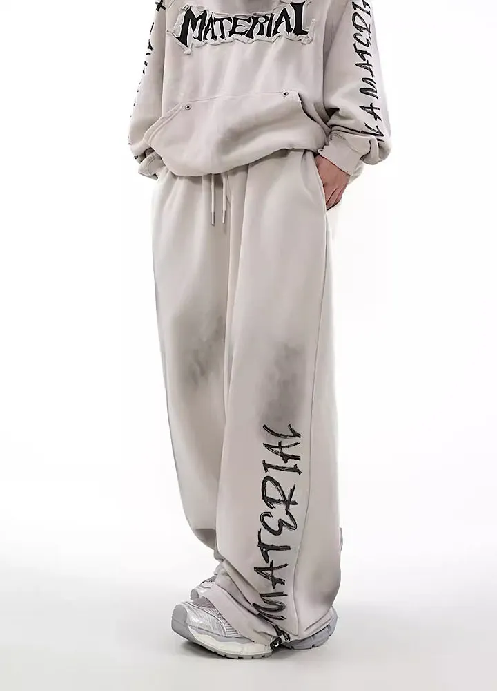 Brownm Hop Graffiti Design Drawstring Sweatpants Unisex