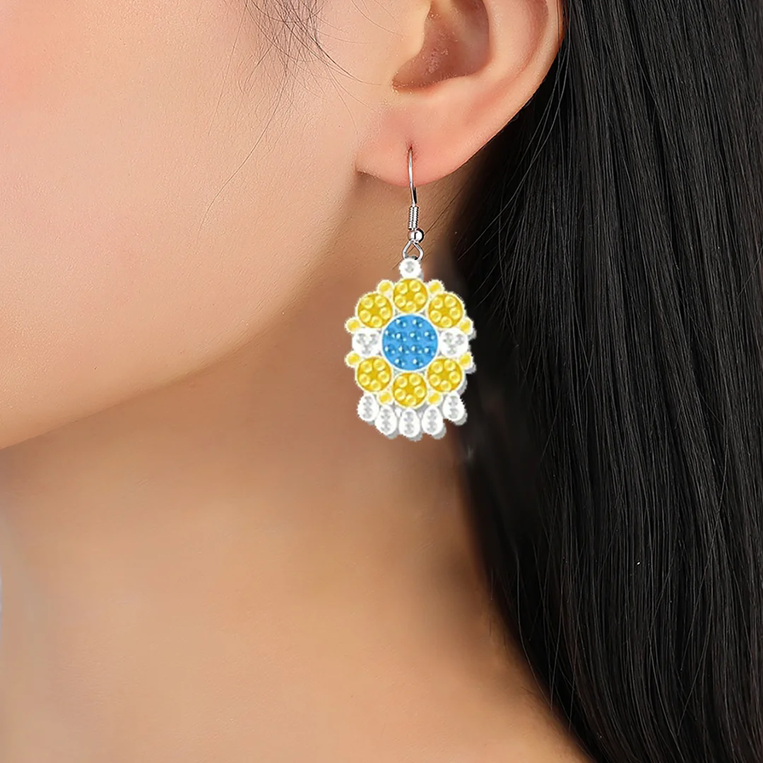 12 Pairs Flower Diamond Painting Earrings DIY Diamond Art Earrings for Adults