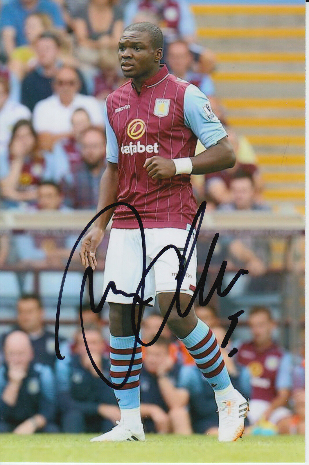 ASTON VILLA HAND SIGNED JORES OKORE 6X4 Photo Poster painting 1.