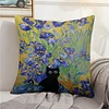 Van Gogh Iris Flower Cross Stitch Pillow Cover Kit 11CT Stamped 3-Strand Embroidery 45x45cm