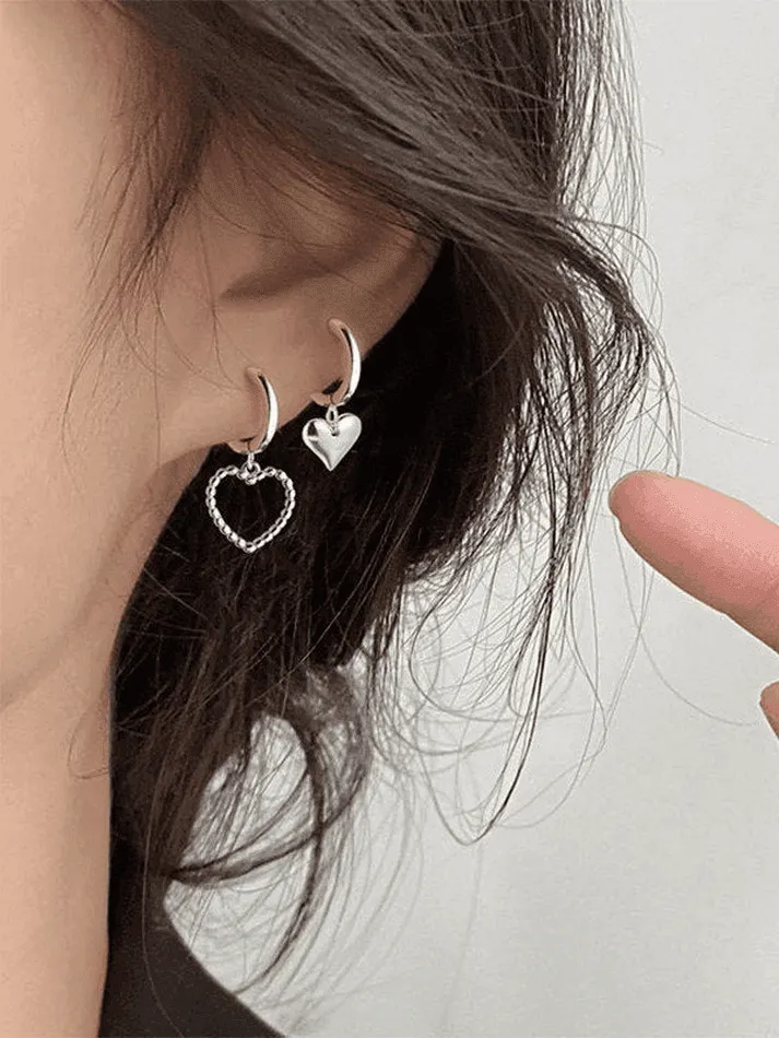 Brownm Irregular Heart Pendant Hoop Earring