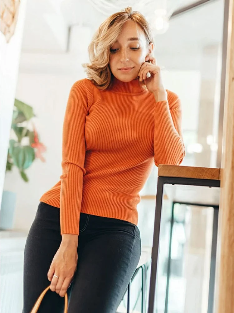 Uveng Color Half Collar Slim Knit Bottoming Sweaters