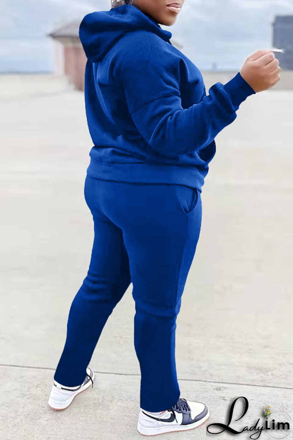 Grey Casual Print Patchwork Hooded Collar Long Sleeve Two Pieces