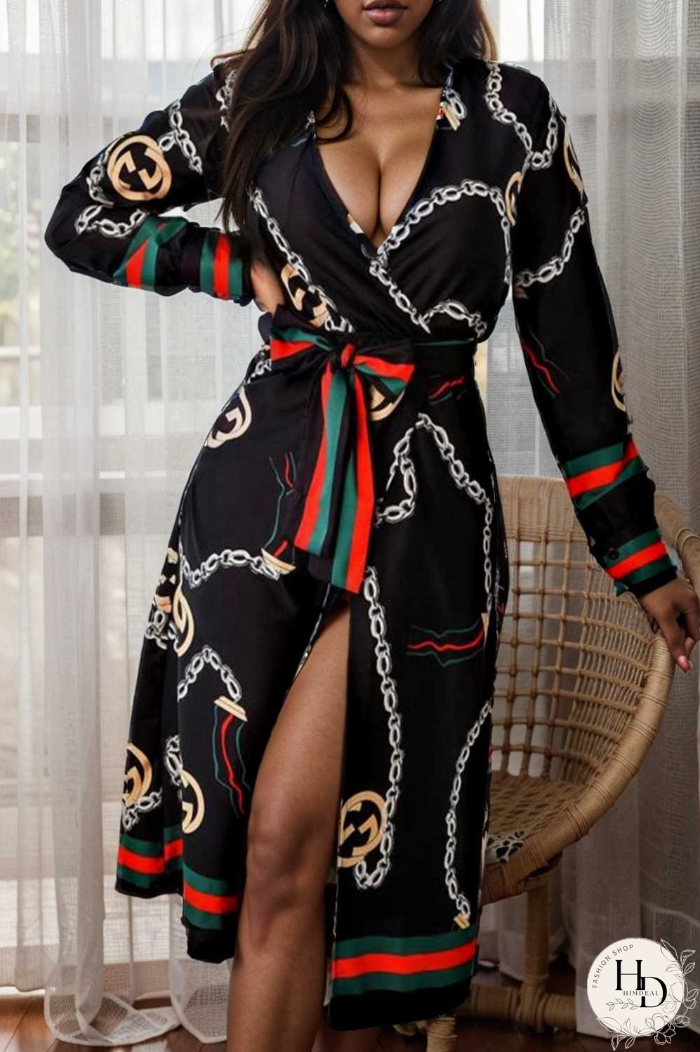 women s dresses deep v neck printed lace long sleeve dress