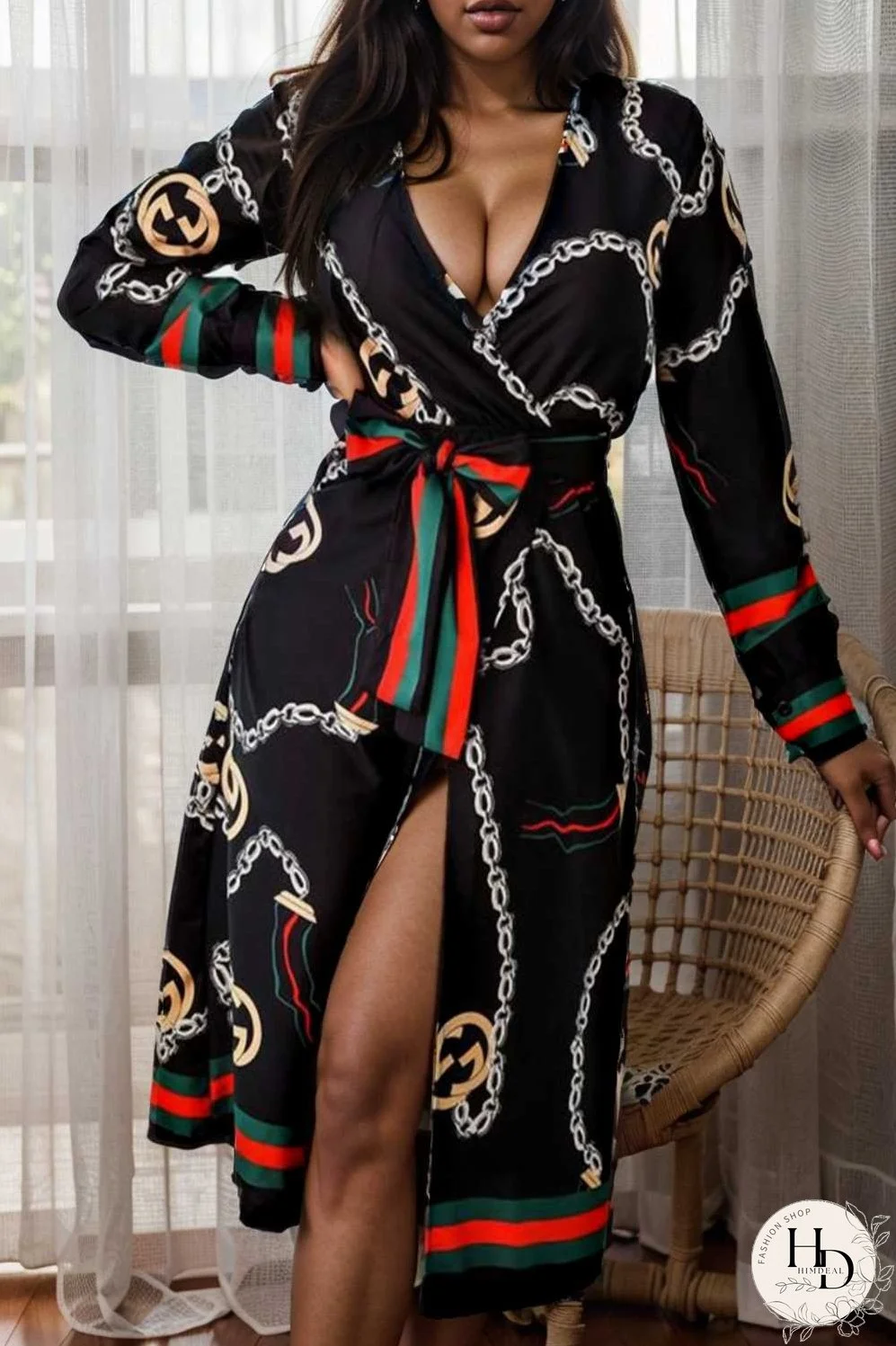 women s dresses deep v neck printed lace long sleeve dress