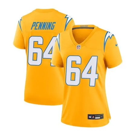 Women's Los Angeles Chargers #64 Trevor Penning  Gold Game Jersey