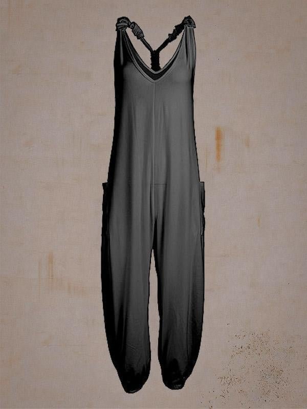 Black/Red Racerback Pocket Jumpsuit - Women & Plus