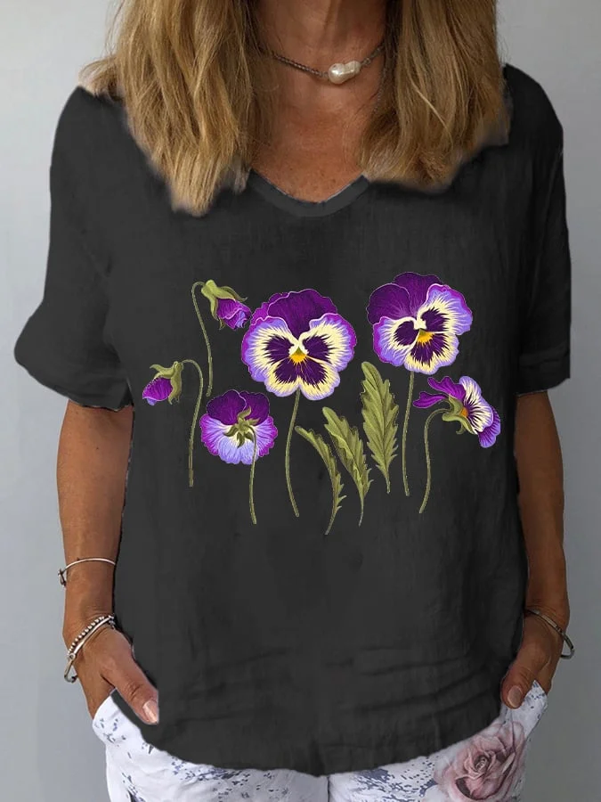 Women's Purple Flower Alzheimer's Awareness Support Shirt
