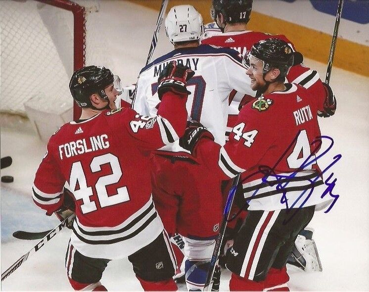 Jan Rutta signed Chicago Blackhawks 8x10 Photo Poster painting autographed Hawks 4