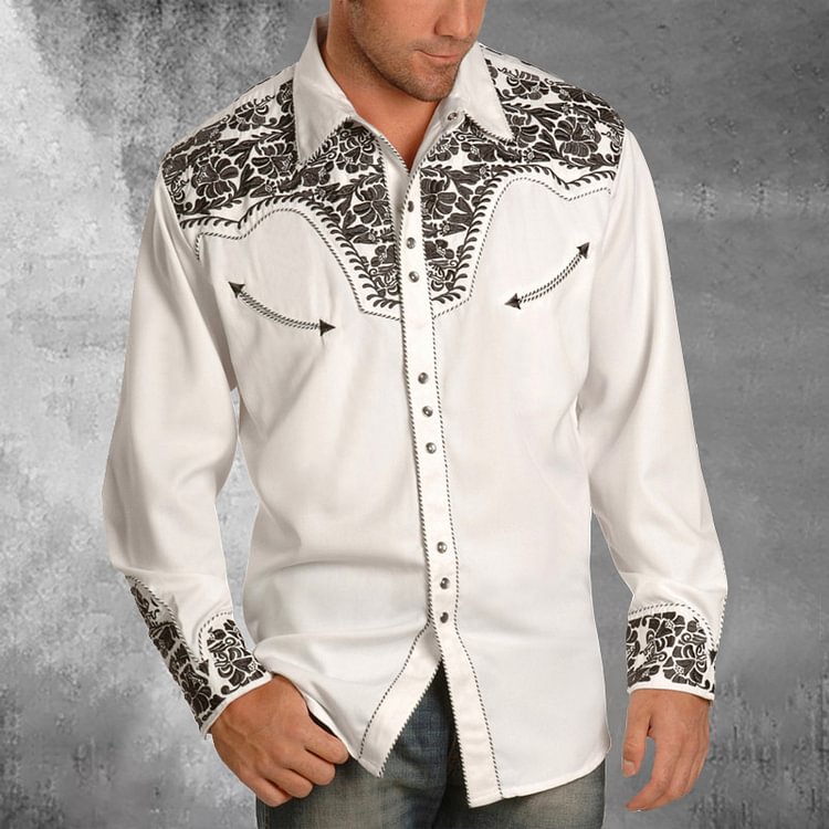 Men's Western Vintage Embroidered Shirt